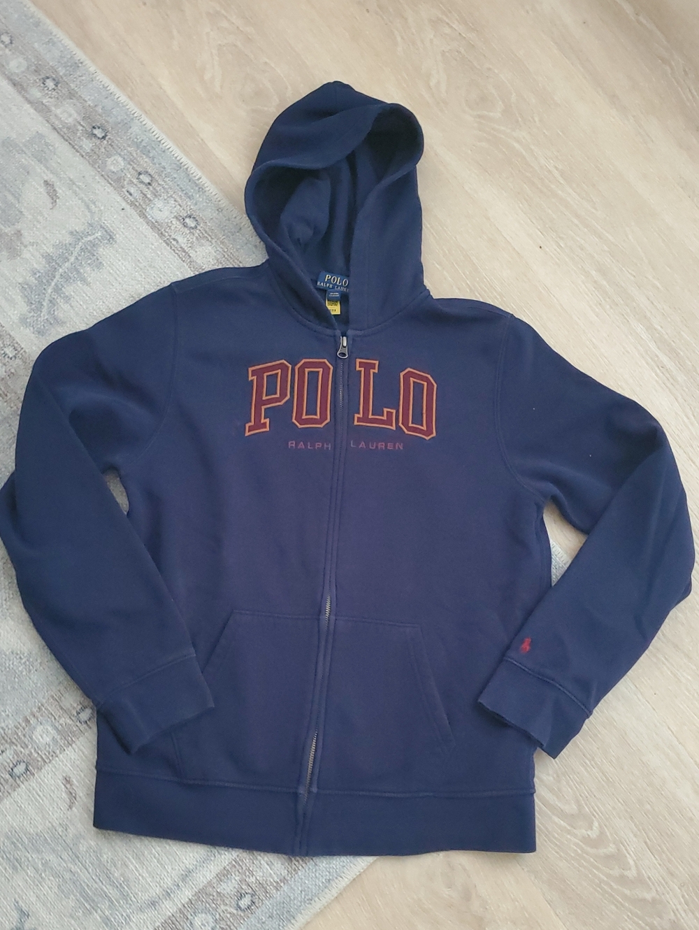 Polo Ralph Lauren Teen Boys Full Zip Hoodie Logo Navy Sweatshirt  SzXL